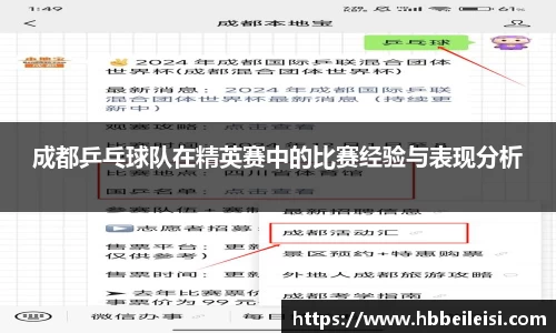成都乒乓球队在精英赛中的比赛经验与表现分析